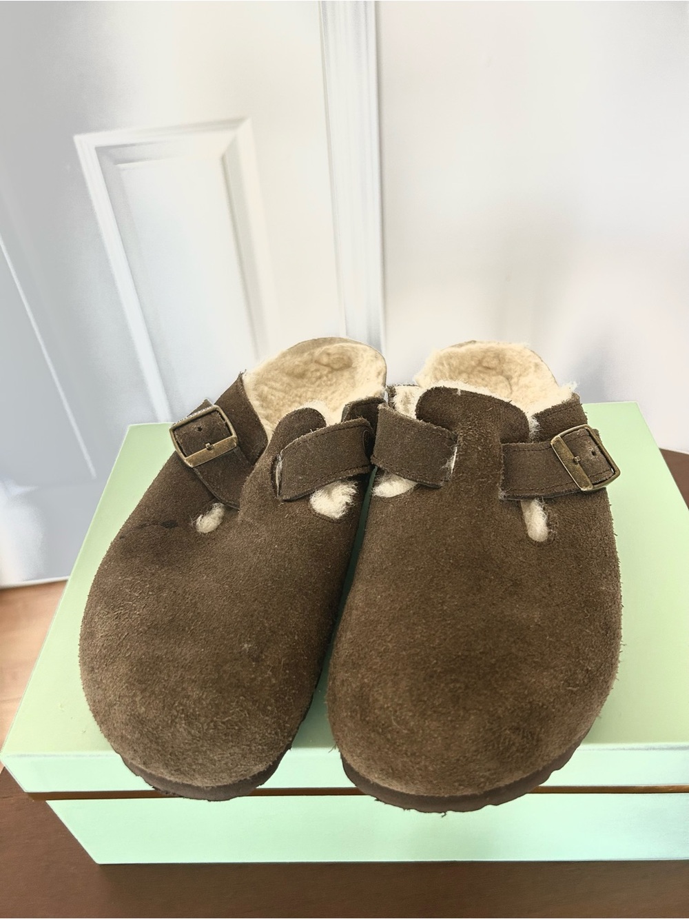 Birkenstock Suede Clog with Shearling Lining